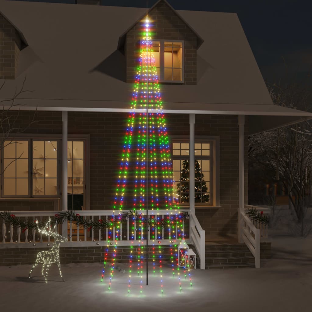 Vidaxl Vlaggenmast Tree di Natale 732 LED multicolore 500 cm