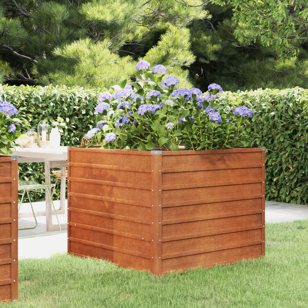 Plantador Vidaxl elevado 100x100x77 cm Corten Steel Rusty
