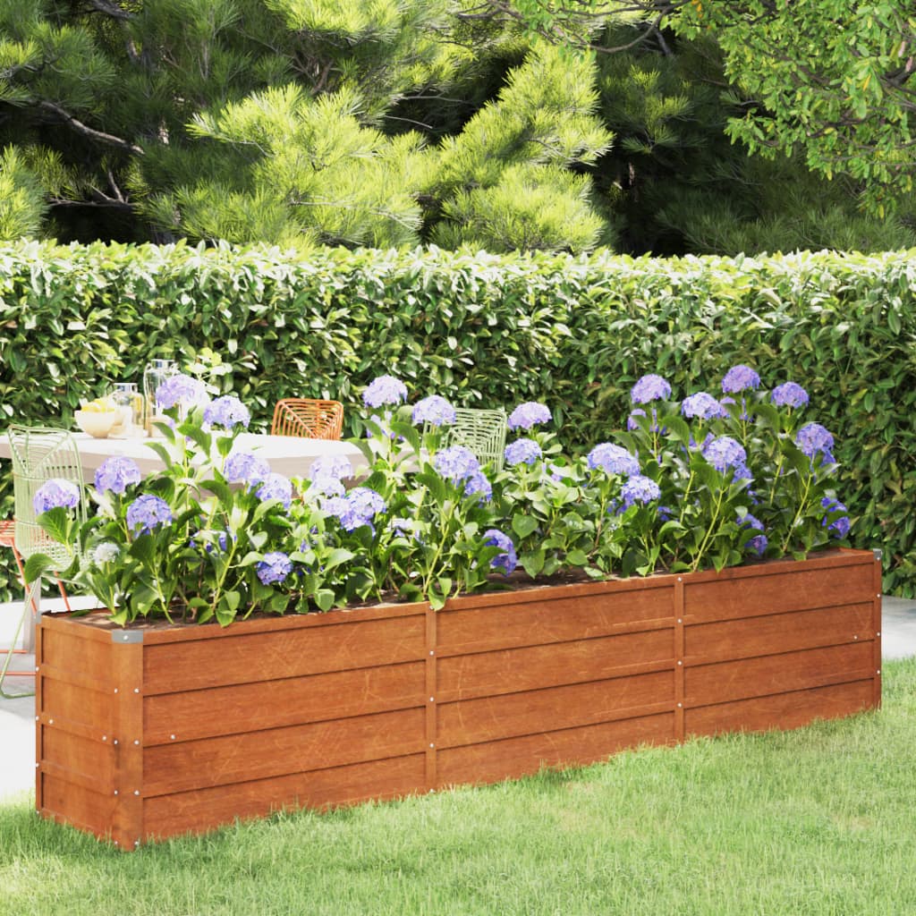 Plantador Vidaxl elevado 240x40x45 cm Corten Steel Rusty