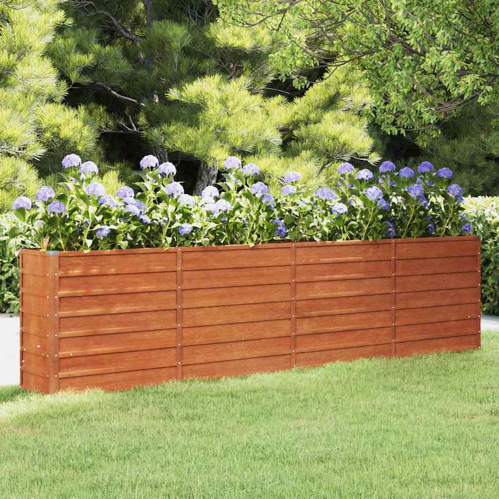 Plantador Vidaxl elevado 320x40x77 cm Corten Steel Rusty