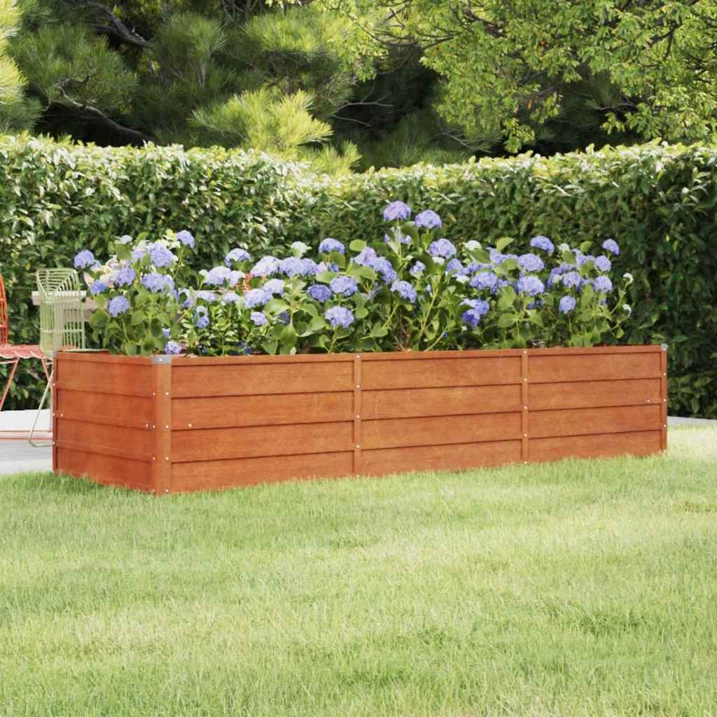 Plantador Vidaxl elevado 240x80x45 cm Corten Steel Rusty