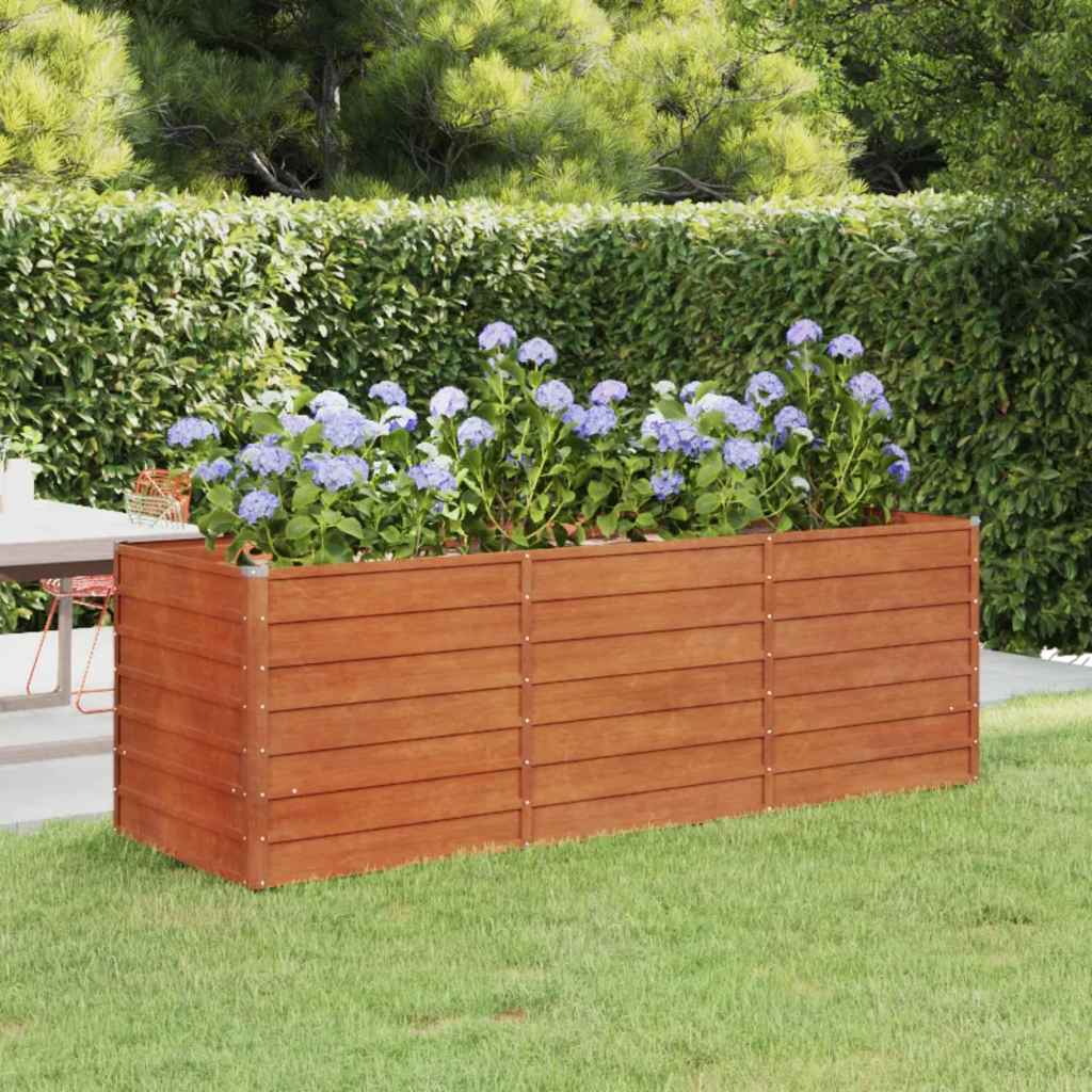 Plantador Vidaxl elevado 240x80x77 cm Corten Steel Rusty