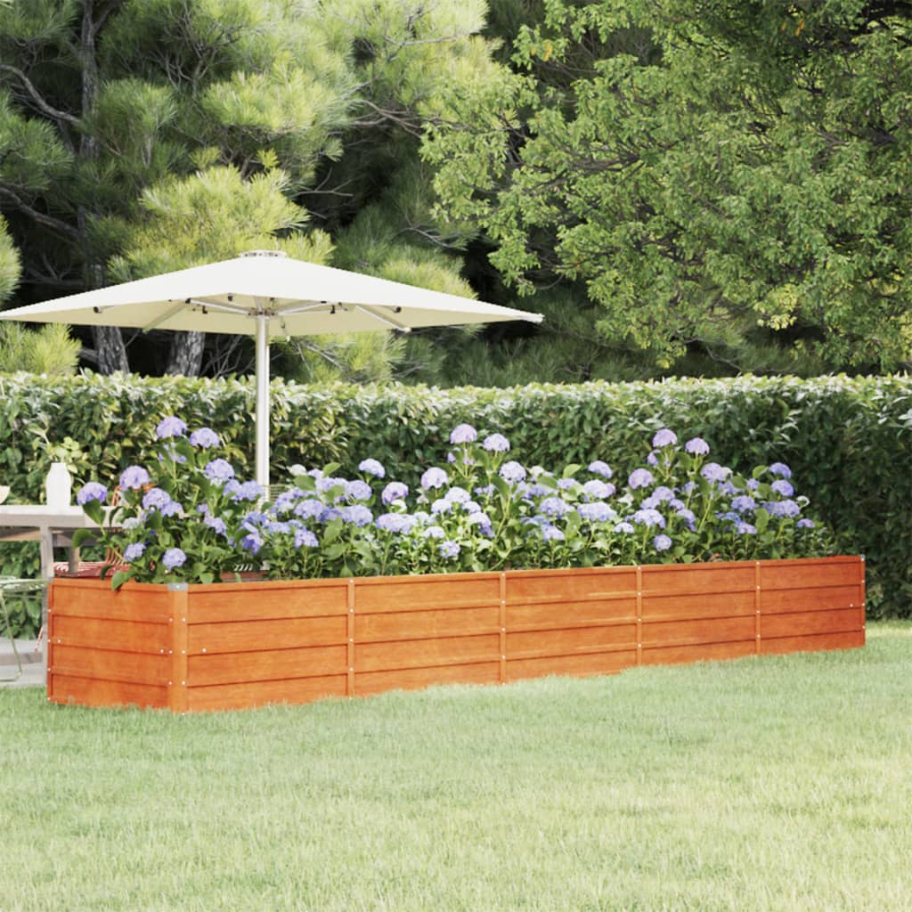 Plantador Vidaxl elevado 400x80x45 cm Corten Steel Rusty