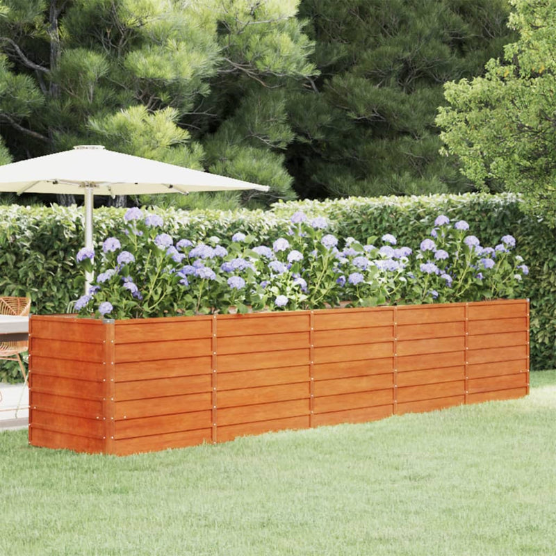 Plantador Vidaxl elevado 400x80x77 cm Corten Steel Rusty
