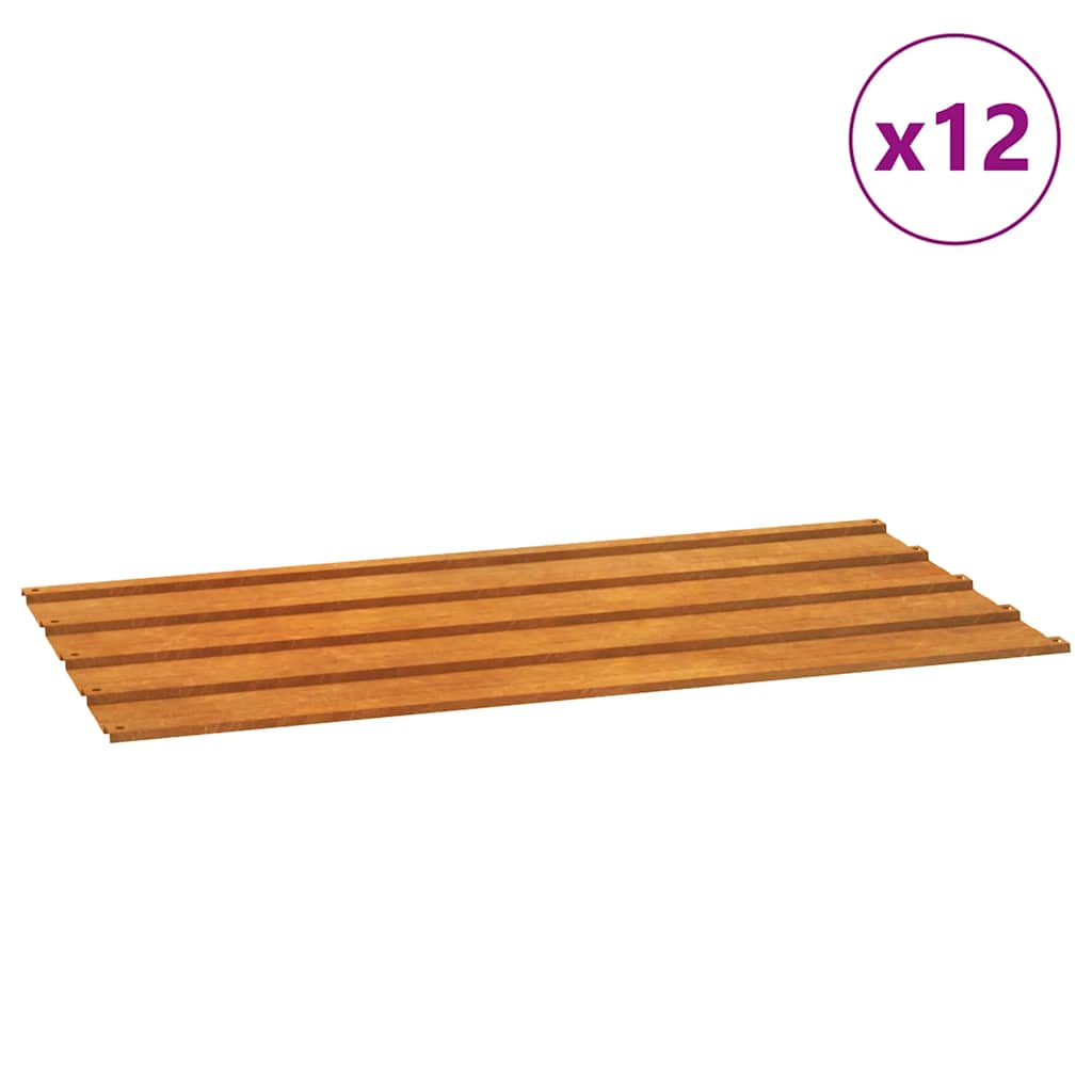Pannelli del tetto Vidaxl 12 ST 80x44 cm in acciaio corten arrugginito
