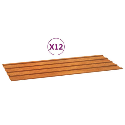 Paneles de techo Vidaxl 12 PCS 100x44 cm Corten Steel Rusty