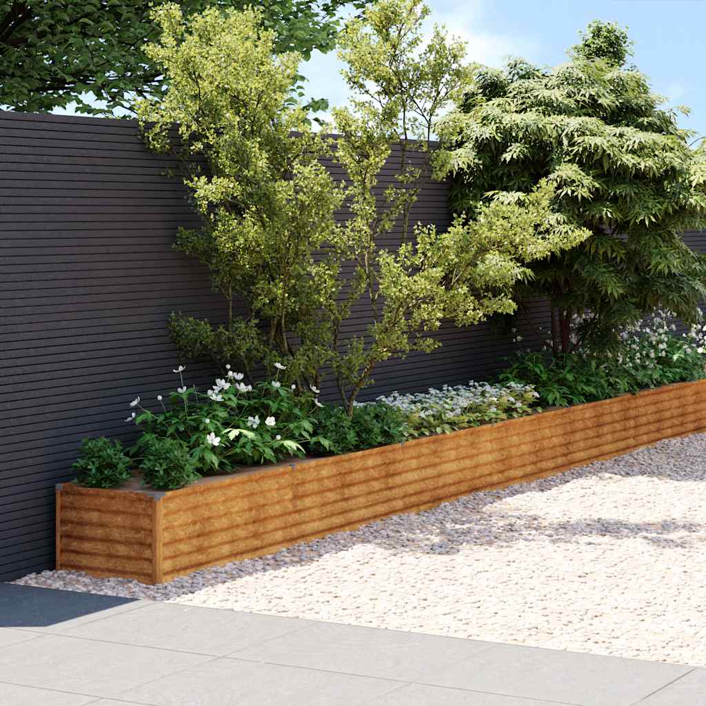 Plantador Vidaxl recaudado 960x50x36 cm Cortenstaal
