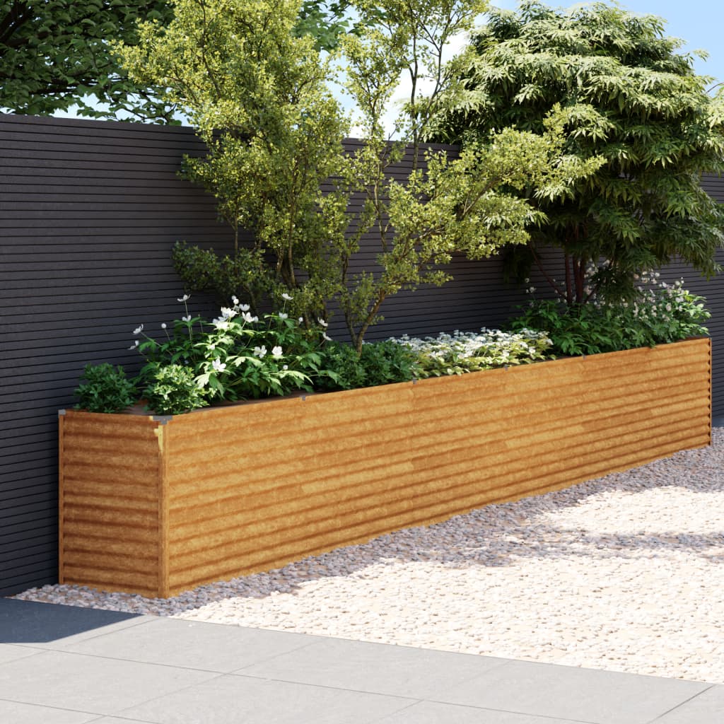 Plantador Vidaxl recaudado 578x50x69 cm Cortenstaal