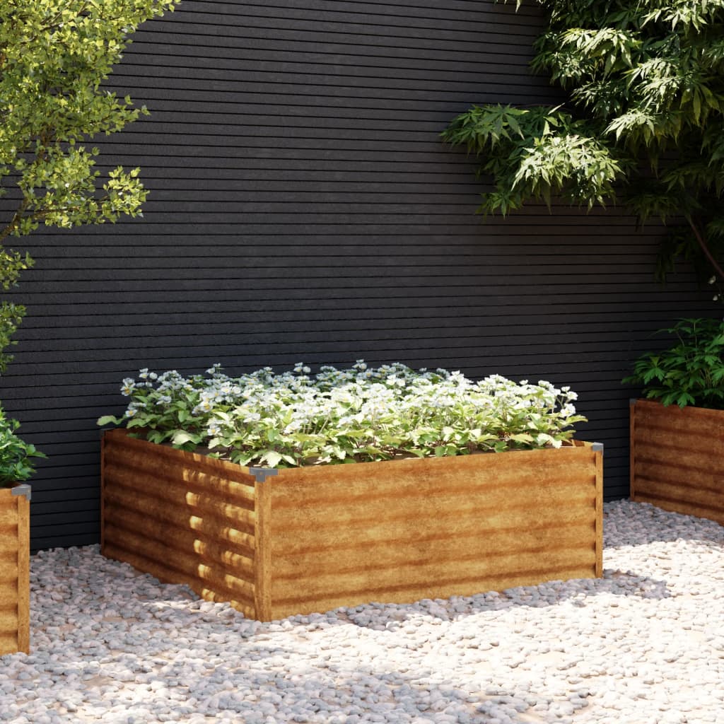 Plantador Vidaxl recaudado 100x100x36 cm Cortenstaal