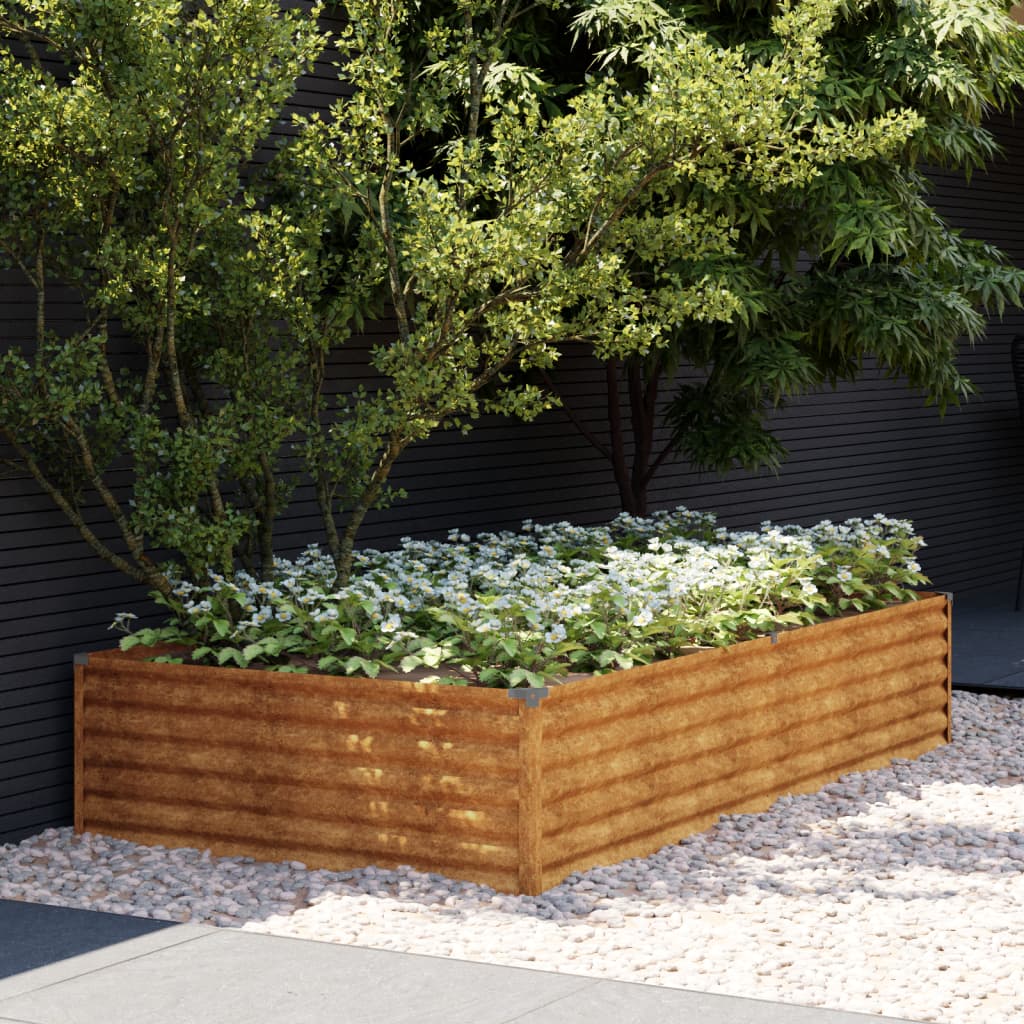 Plantador Vidaxl criado 195x100x36 cm Cortenstaal
