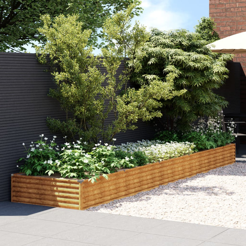 Plantador Vidaxl recaudado 482x100x36 cm Cortenstaal