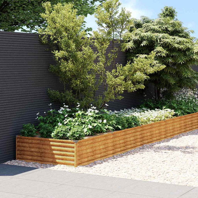 Plantador Vidaxl recaudado 579x100x36 cm Cortenstaal