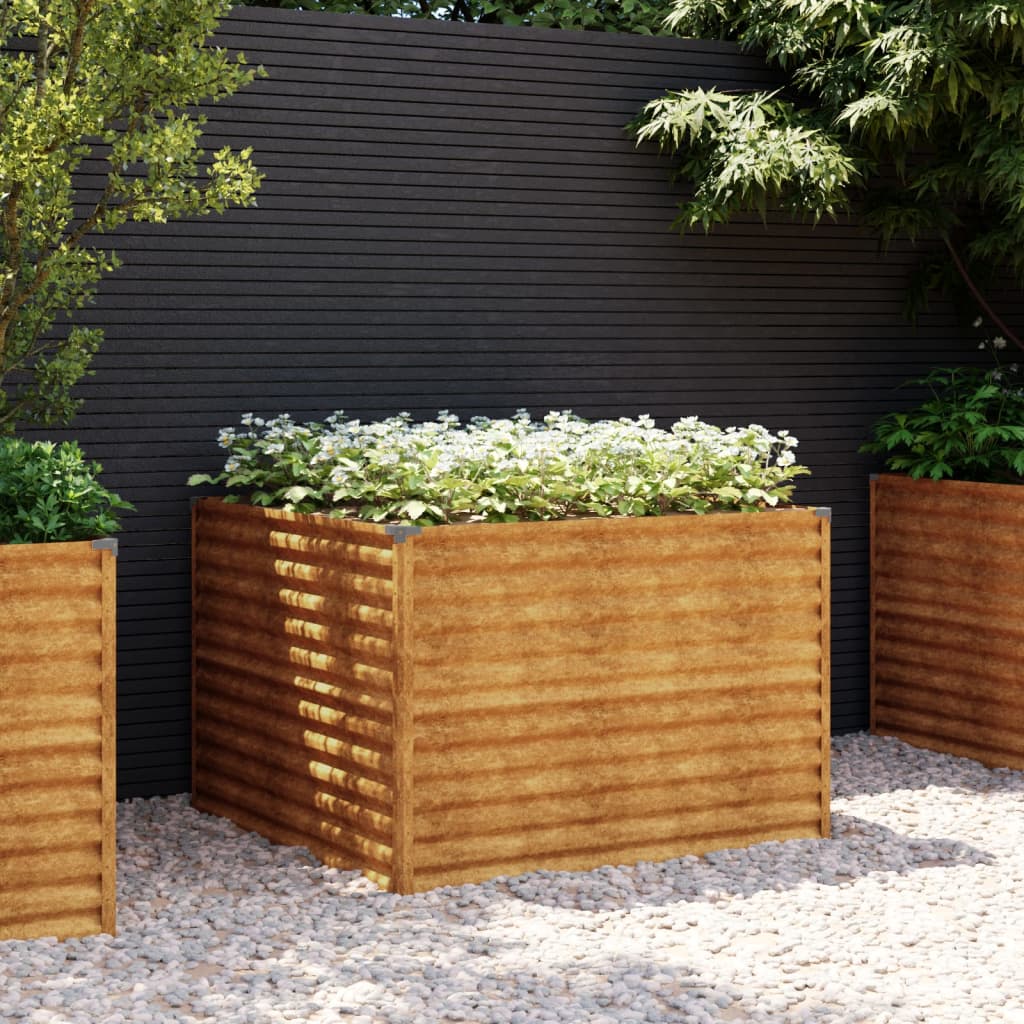 Plantador Vidaxl recaudado 100x100x69 cm Cortenstaal