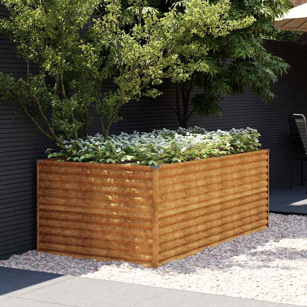 Jardinera vidaXL elevada 196x100x69 cm acero corten