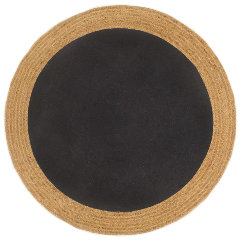 Alfombra Vidaxl Ronda Ronda de 150 cm de yute y algodón negro natural