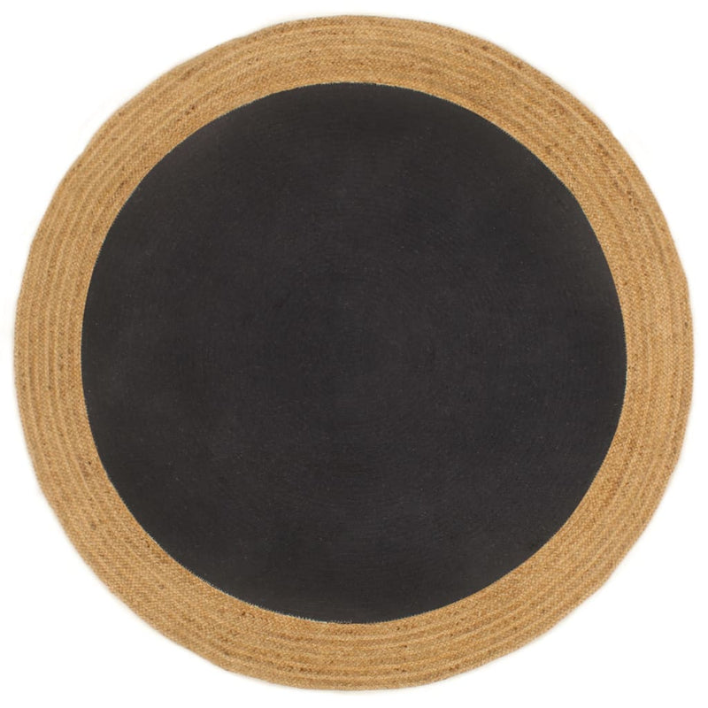 Alfombra Vidaxl Ronda Ronda de 150 cm de yute y algodón negro natural