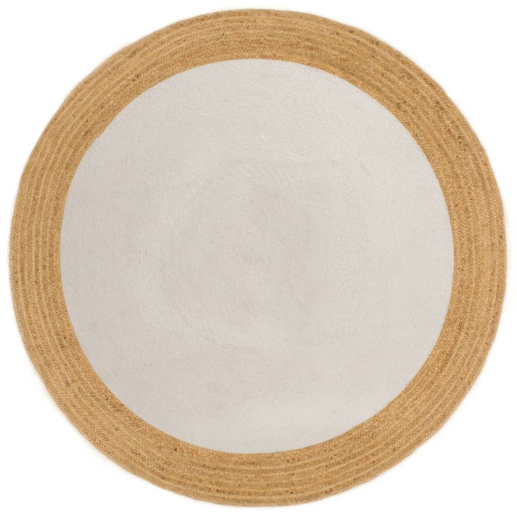 Alfombra Vidaxl alrededor de 150 cm de y, algodón blanco y natural