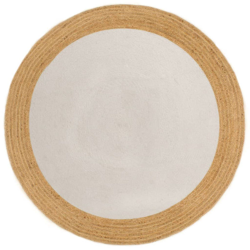Alfombra Vidaxl alrededor de 150 cm de y, algodón blanco y natural