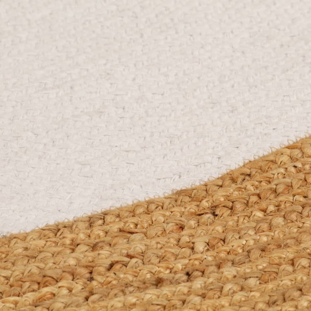 Alfombra Vidaxl alrededor de 150 cm de y, algodón blanco y natural