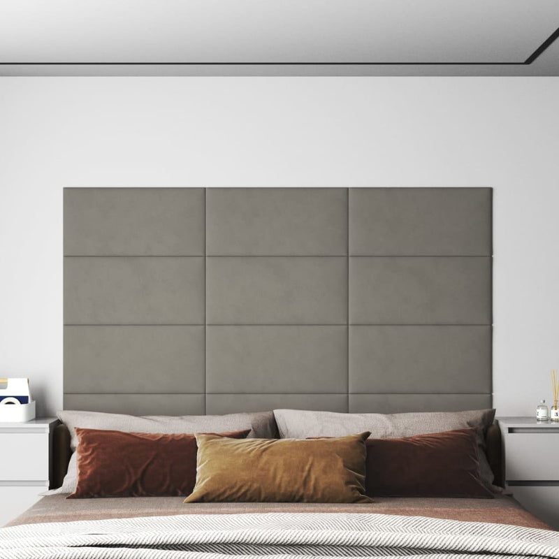 Paneles de pared Vidaxl 12 st 2.16 m² 60x30 cm Velvet gris claro