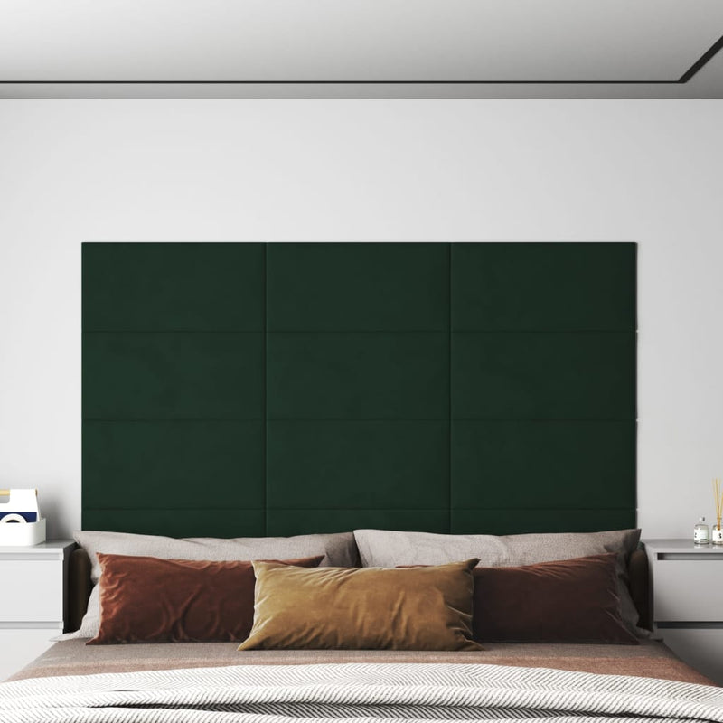 Paneles de pared Vidaxl 12 st 2.16 m² 60x30 cm Velvet verde oscuro