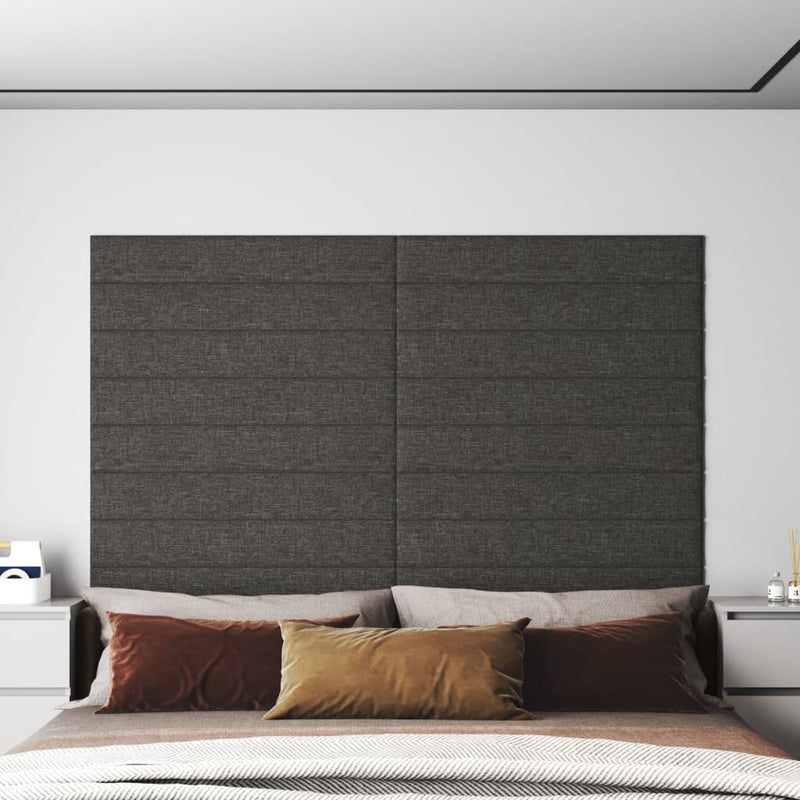 Paneles de pared Vidaxl 12 st 1.62 m² 90x15 cm de tela oscura gris