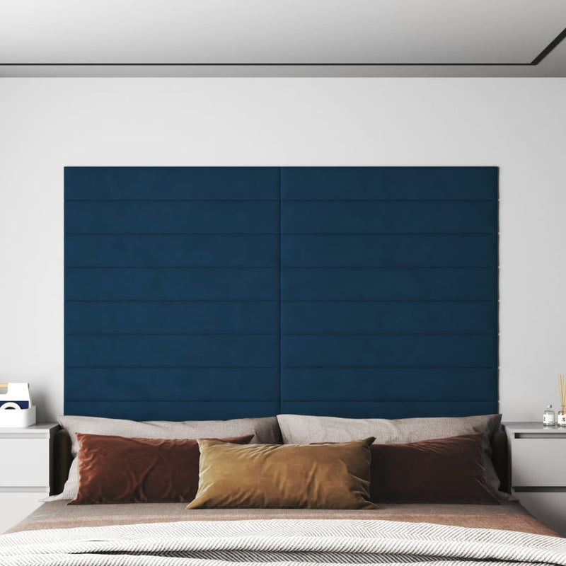Paneles de pared Vidaxl 12 st 1.62 m² 90x15 cm de terciopelo azul