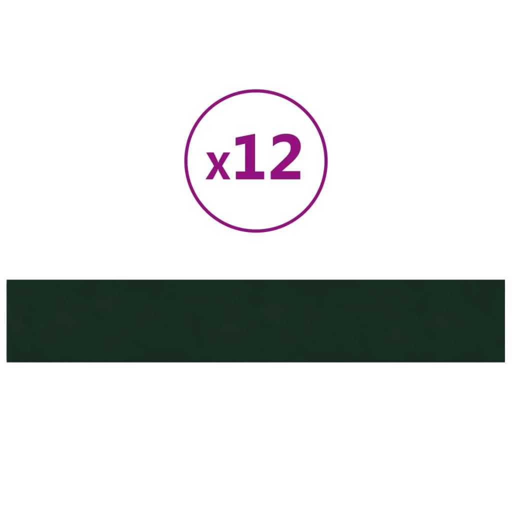 Paneles de pared Vidaxl 12 st 1.62 m² 90x15 cm Velvet verde oscuro