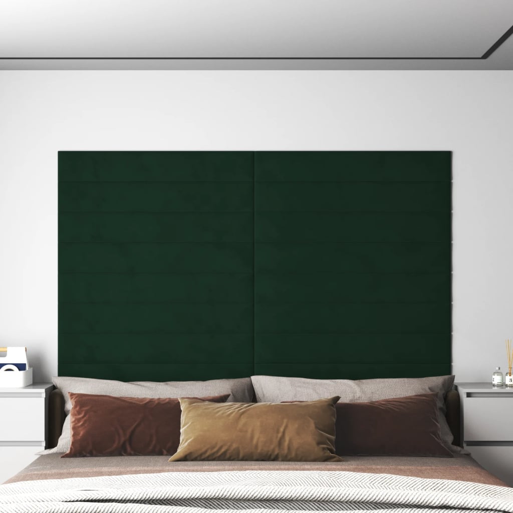 Paneles de pared Vidaxl 12 st 1.62 m² 90x15 cm Velvet verde oscuro