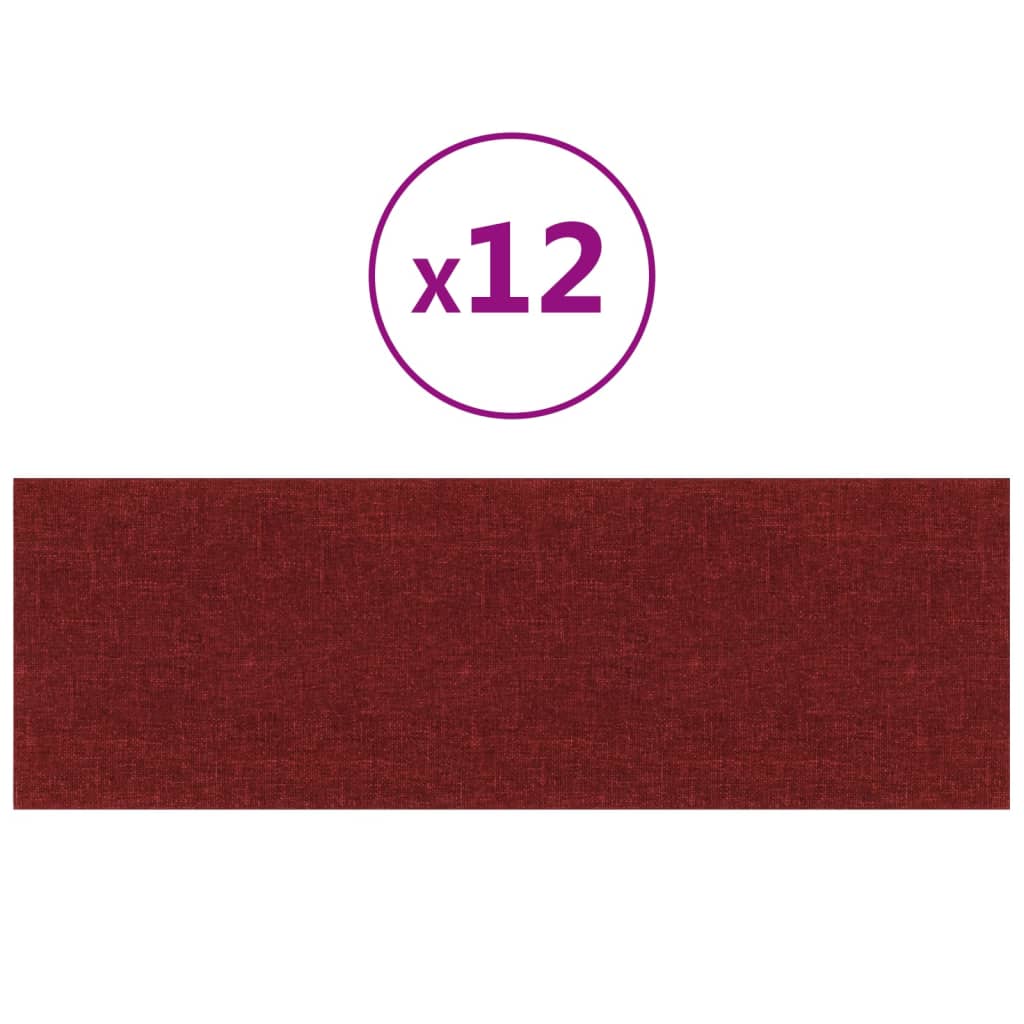 Paneles de pared Vidaxl 12 st 3.24 m² 90x30 cm de tela rojo