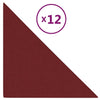 Paneles de pared de Vidaxl 12 PCS 0.54 m² 30x30 cm de vino de tela rojo