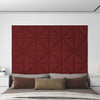 Paneles de pared de Vidaxl 12 PCS 0.54 m² 30x30 cm de vino de tela rojo