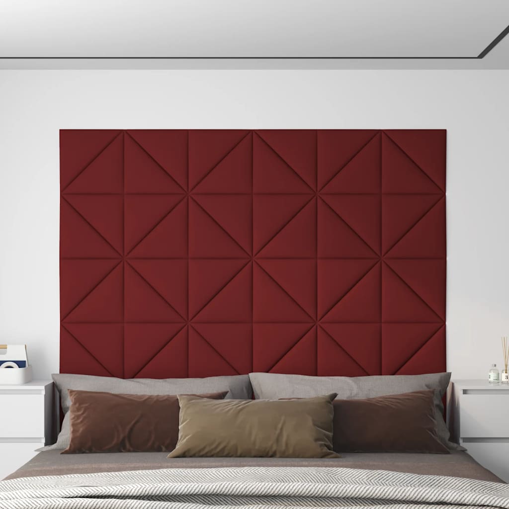 Paneles de pared de Vidaxl 12 PCS 0.54 m² 30x30 cm de vino de tela rojo