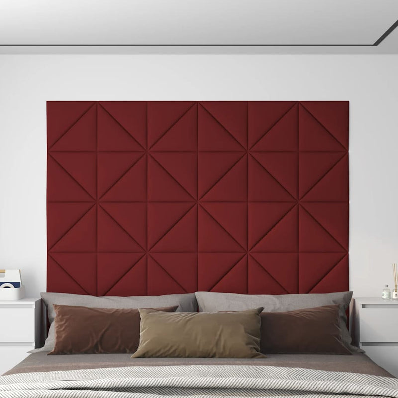 Paneles de pared de Vidaxl 12 PCS 0.54 m² 30x30 cm de vino de tela rojo