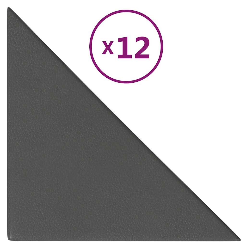 Paneles de pared Vidaxl 12 PCS 0.54 m² 30x30 cm de cuero artificial gris