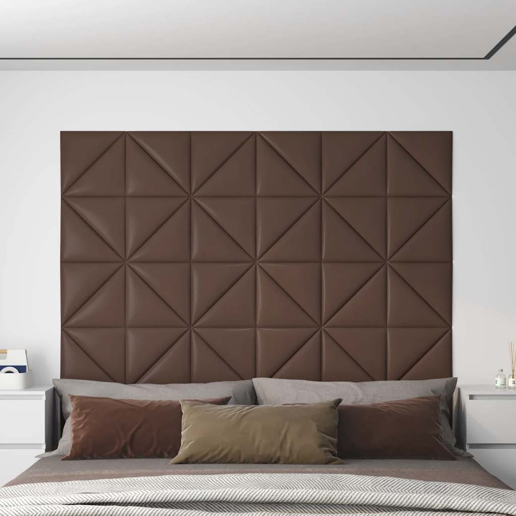 Pannelli a parete Vidaxl 12 pezzi 0,54 m² 30x30 cm in pelle artificiale marrone