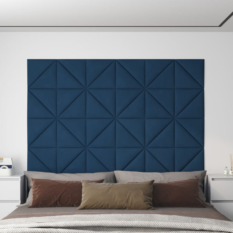 VidaXL Wandpanelen 12 st 0,54 m² 30x30 cm fluweel blauw