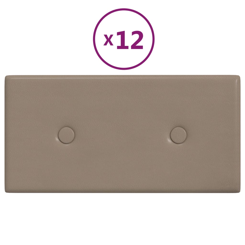 Paneles de pared Vidaxl 12 PCS 0.54 m² 30x15 cm Cappuccinocolid de cuero