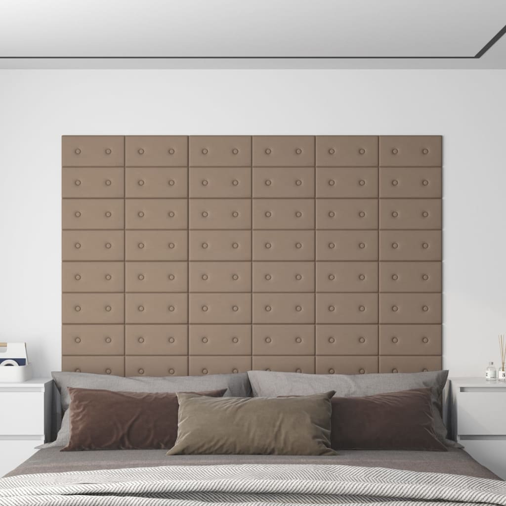 Paneles de pared Vidaxl 12 PCS 0.54 m² 30x15 cm Cappuccinocolid de cuero
