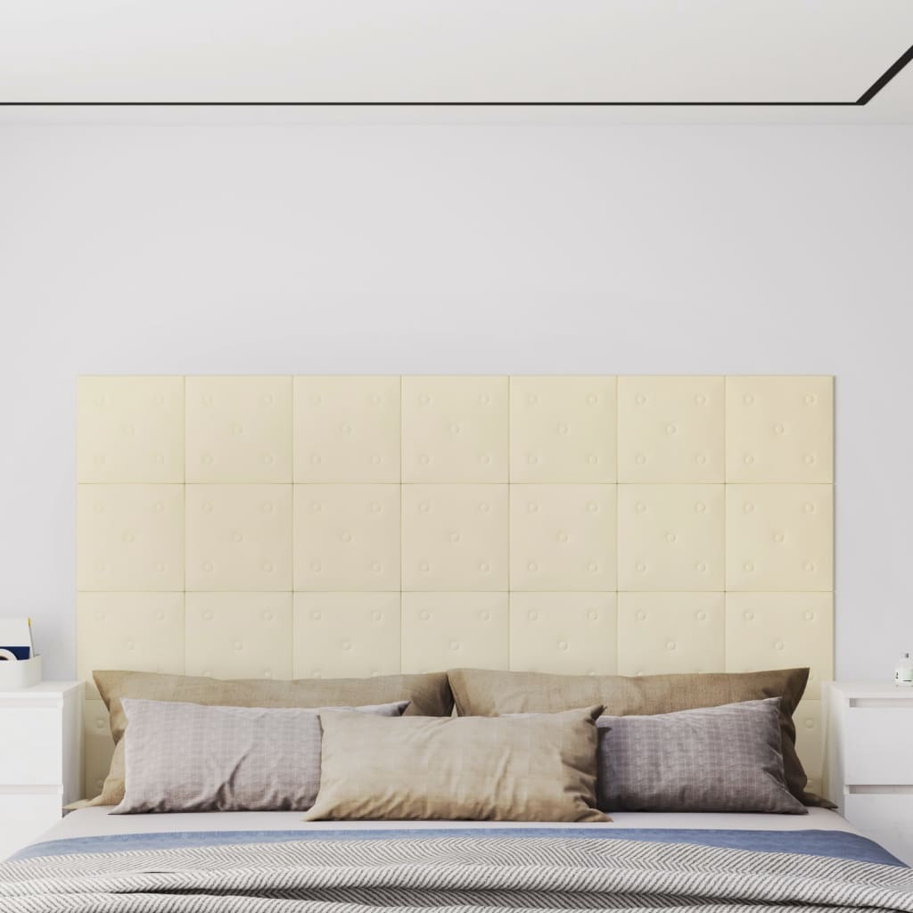 Paneles de pared Vidaxl 12 St 1.08 m² 30x30 cm de crema de cuero artificial