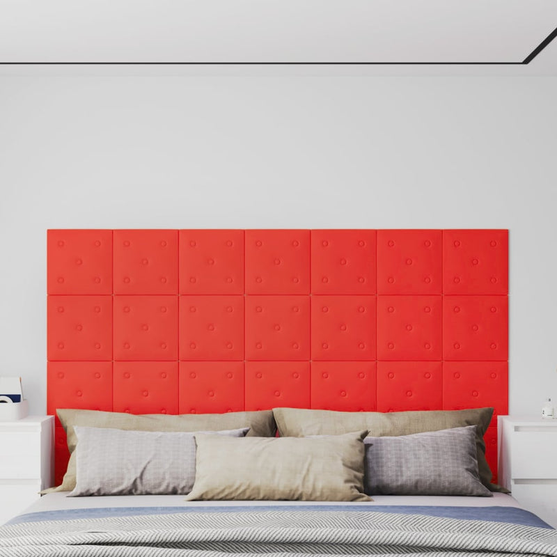 Vidaxl wandpanelen 12 st 1,08 m² 30x30 cm kunstleer rood