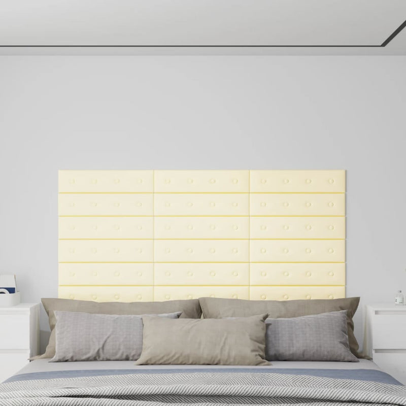 Paneles de pared Vidaxl 12 St 1.08 m² 60x15 cm de crema de cuero artificial
