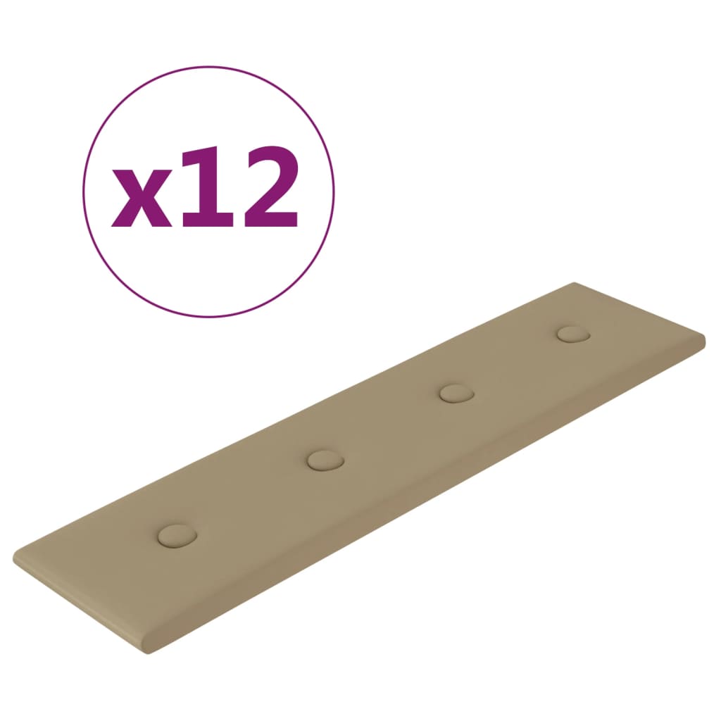 Paneles de pared Vidaxl 12 st 1.08 m² 60x15 cm de arte de cuero cappcinocolid
