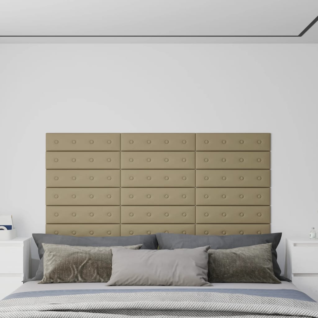 Paneles de pared Vidaxl 12 st 1.08 m² 60x15 cm de arte de cuero cappcinocolid