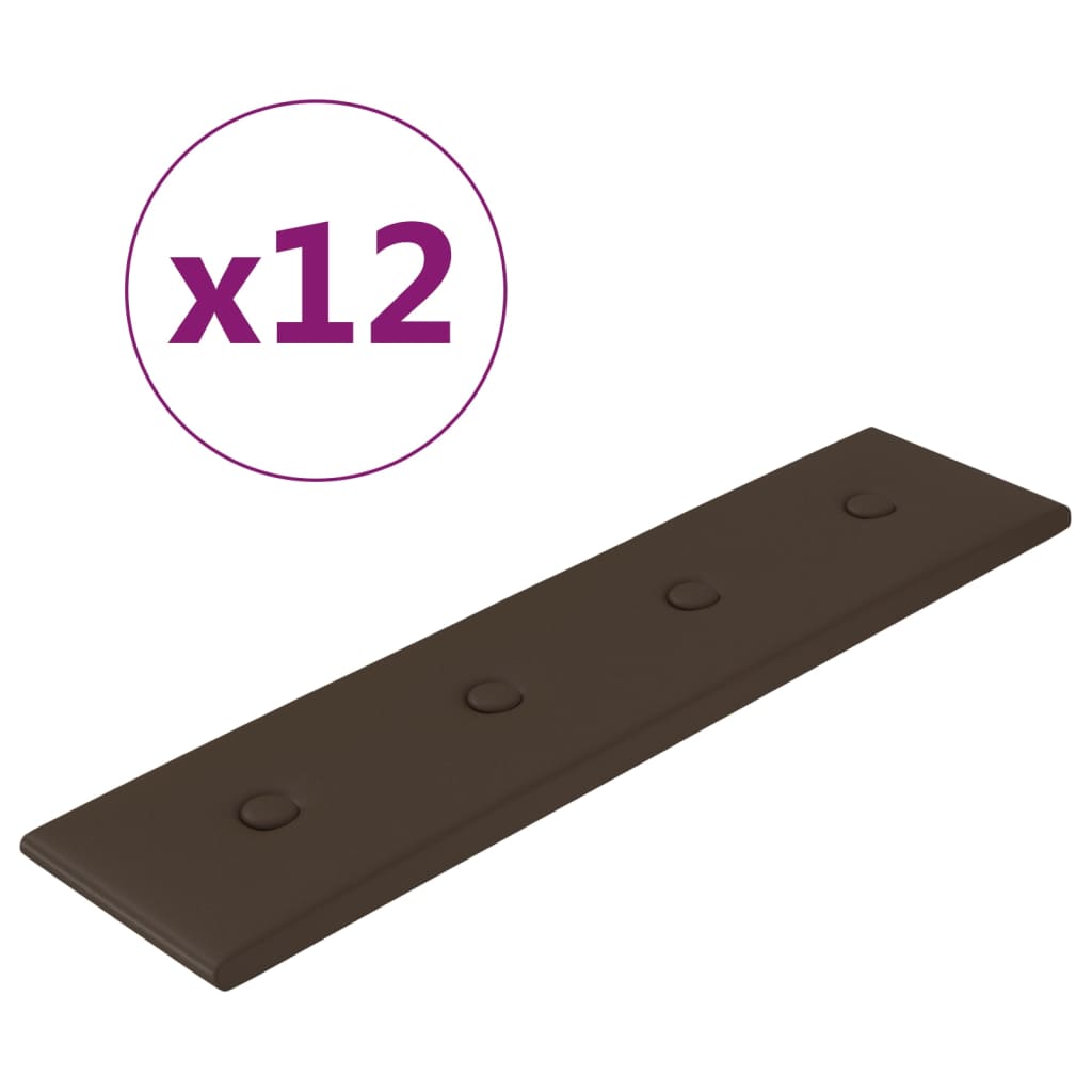 Paneles de pared Vidaxl 12 st 1.08 m² 60x15 cm de cuero artificial marrón