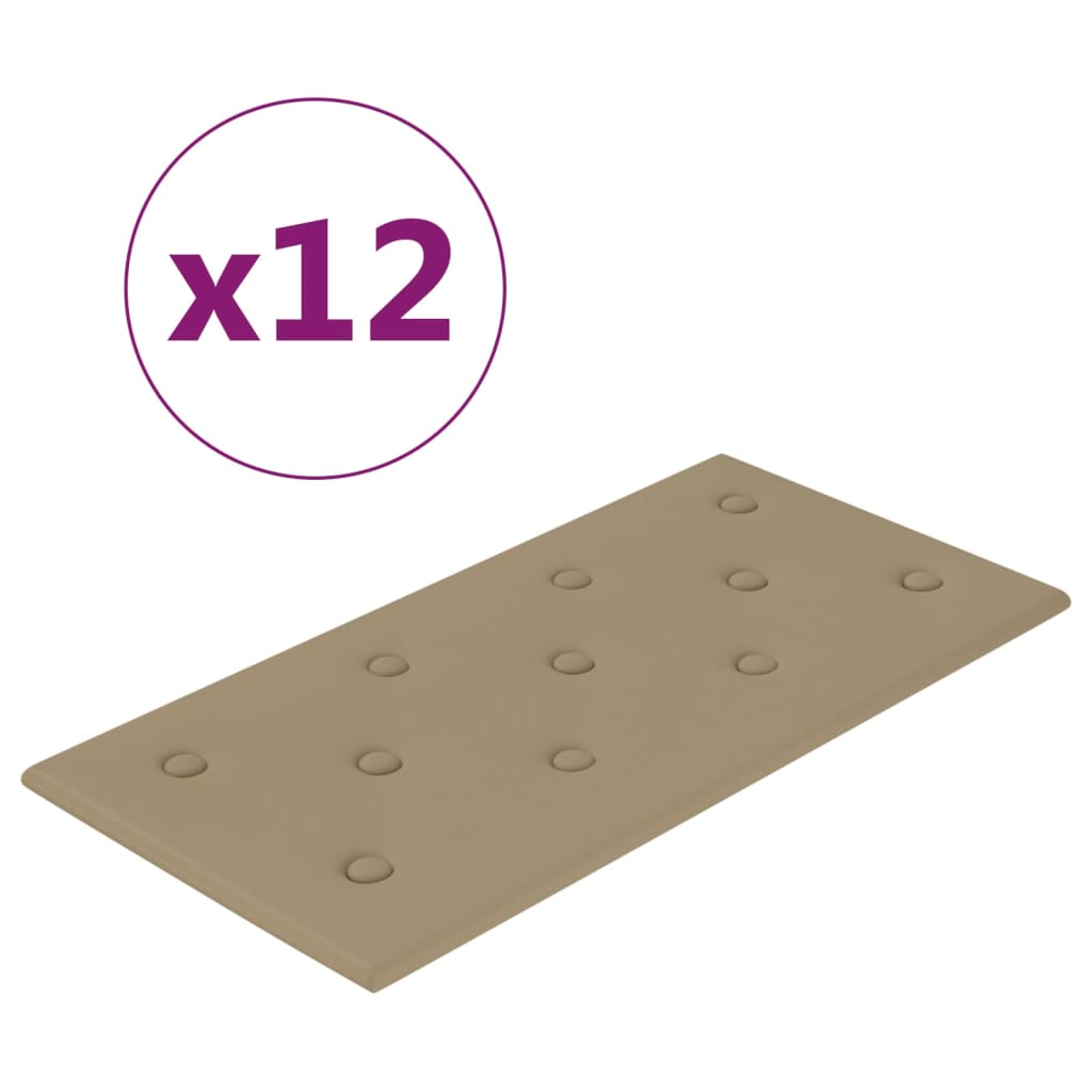 Paneles de pared Vidaxl 12 PCS 2.16 m² 60 x 30 cm Arte de cuero Cappuccinocleur