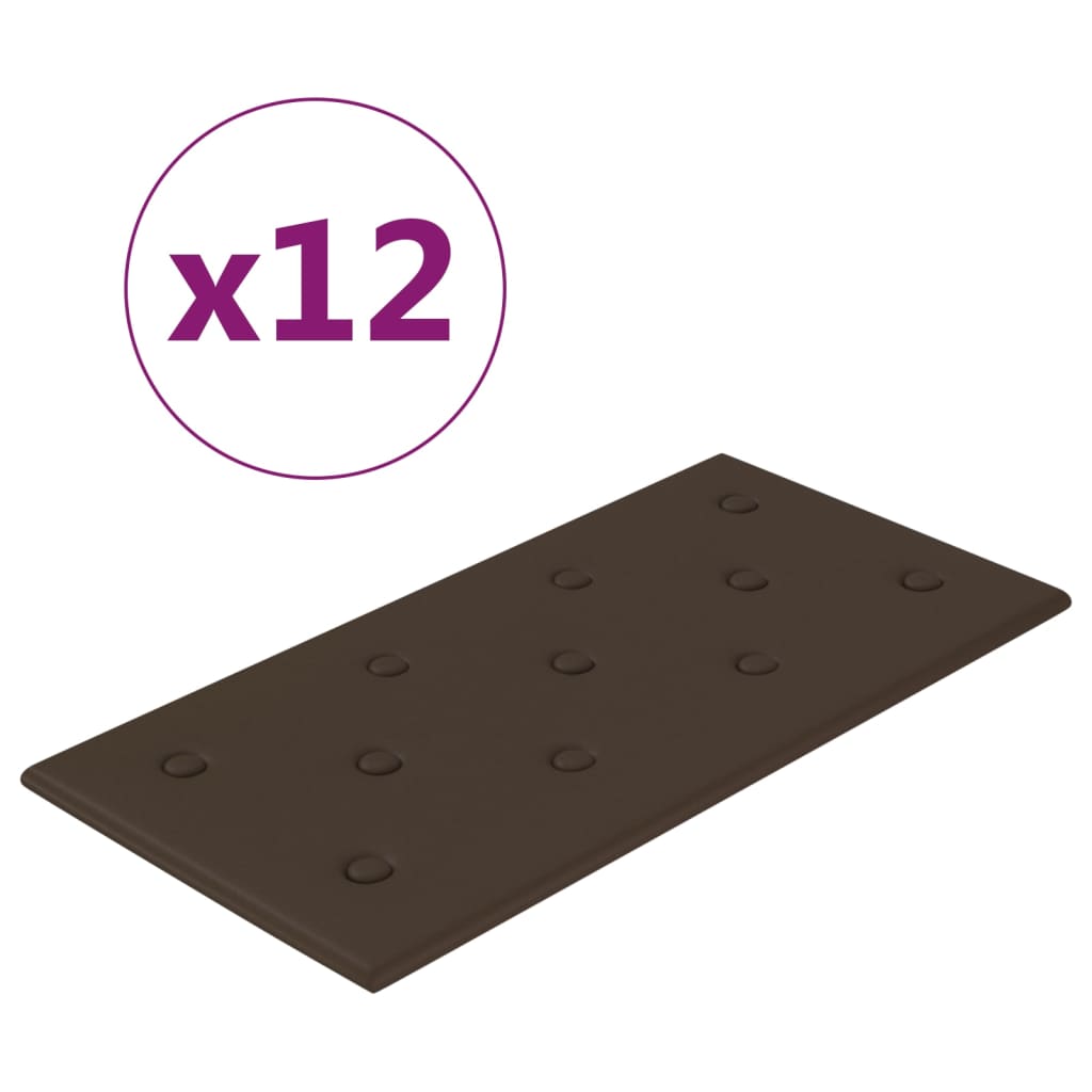 Paneles de pared Vidaxl 12 st 2.16 m² 60x30 cm de cuero artificial marrón