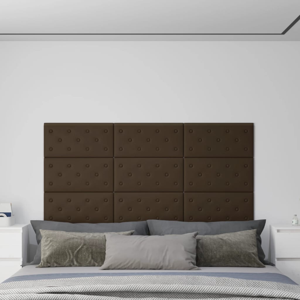 Paneles de pared Vidaxl 12 st 2.16 m² 60x30 cm de cuero artificial marrón