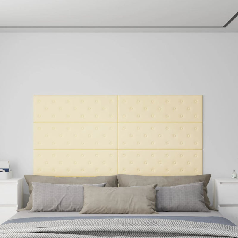 Paneles de pared Vidaxl 12 st 3.24 m² 90x30 cm de crema de cuero artificial