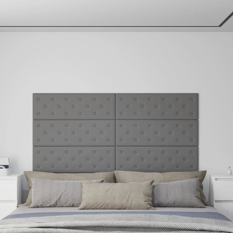 Paneles de pared Vidaxl 12 st 3.24 m² 90x30 cm de cuero artificial gris